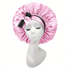 Bonnet en satin doublé avec bande à nouer, double couche, pour femmes et hommes, soin des cheveux bouclés naturels, protection nocturne - Product Image 4