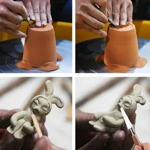 HAOFENG 6 pezzi scultura in alluminio scolpire modellazione cera sapone intaglio argilla ceramica scultura strumento ceramica argilla intaglio coltello strumenti Kit