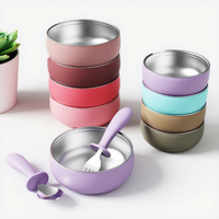 Ensemble de vaisselle pour bébé en acier inoxydable et silicone de haute qualité, 10 pièces, comprenant un bavoir, une tasse à ventouse, une tasse à eau, un ensemble d'alimentation pour bébé en silicone