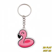 Porte-clés Flamingo Floatie, oiseau gonflable rose mignon avec visage souriant, breloque en acrylique transparent pour clés, sacs, sacs à dos