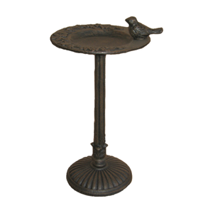 Cast Iron <strong>Bird</strong> <strong>Bath</strong> for Garden Leaf Shaped <strong>Pedestal</strong> Birdbath Traditional Style Rustic Metal Effect Standing Outdoor Water Bowl - Product Image 4