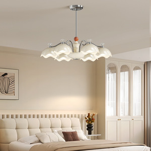 Cream Colored Living Room Chandelier Multi Head Led <b>Light</b> Round Design For Bedroom Dining Room Hall Main <b>Light</b> Retro Style - Product Image 3