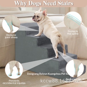 <span class=keywords><strong>Escalier</strong></span> de luxe <span class=keywords><strong>pour</strong></span> animaux de compagnie, marchepieds <span class=keywords><strong>pour</strong></span> petits chiens seniors, rampe antidérapante, marchepieds <span class=keywords><strong>pour</strong></span> accéder aux lits et canapés, en polyester amovible et lavable - Product Image 4