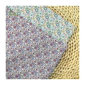 Small Paisley Floral Printed Green & Purple Woven 100% Cotton Fabric Poplin For Garment