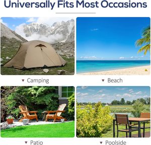 كرسي استرخاء حديث قابل للطي، كرسي حديقة بمسند ظهر قابل للتعديل، مريح للاستخدام الخارجي، مناسب للشاطئ والفناء والحديقة، لون كحلي - Product Image 5