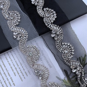 Ribete de Encaje con Cuentas de Cristal y Pedrería de 2 cm de Ancho, Diseño de Joyería para Vestidos de Novia, Cinturón de Vestido de Novia - Product Image 3