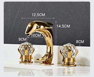 Grifo de Agua Creativo con Diseño de Delfín, de Latón con Manija de Bola de Cristal, de Sobremesa, con 3 Orificios, Válvula de Cerámica de Doble Función, Mezclador Independiente para Lavabo de Sala de Estar - Product Image 6