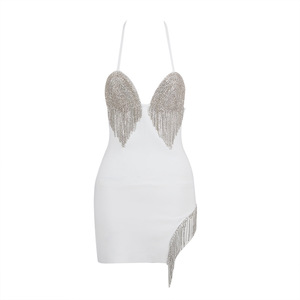 Personnalisé de haute qualité dames robes de bal élégant contraste maille paillettes diamant décoration dentelle fête robe de soirée pour les femmes - Product Image 5