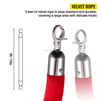 Poteaux à Cordes Rouges pour Délimitation, Cordes de Guidage et Barrières de File d'Attente avec Poteaux en Or