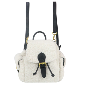 Custom Cream White Faux Fur <b>Drawstring</b> Flap Backpack Casual Plush Backpack Cute Fashion Girls' School <b>Bag</b> - Product Image 5