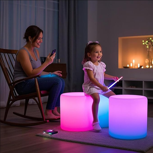Chaise de bar à LED, design durable, étanche IP65, <span class=keywords><strong>tabouret</strong></span> cylindrique en plastique, bar à domicile, salon, chaise et table cylindriques à LED - Product Image 5