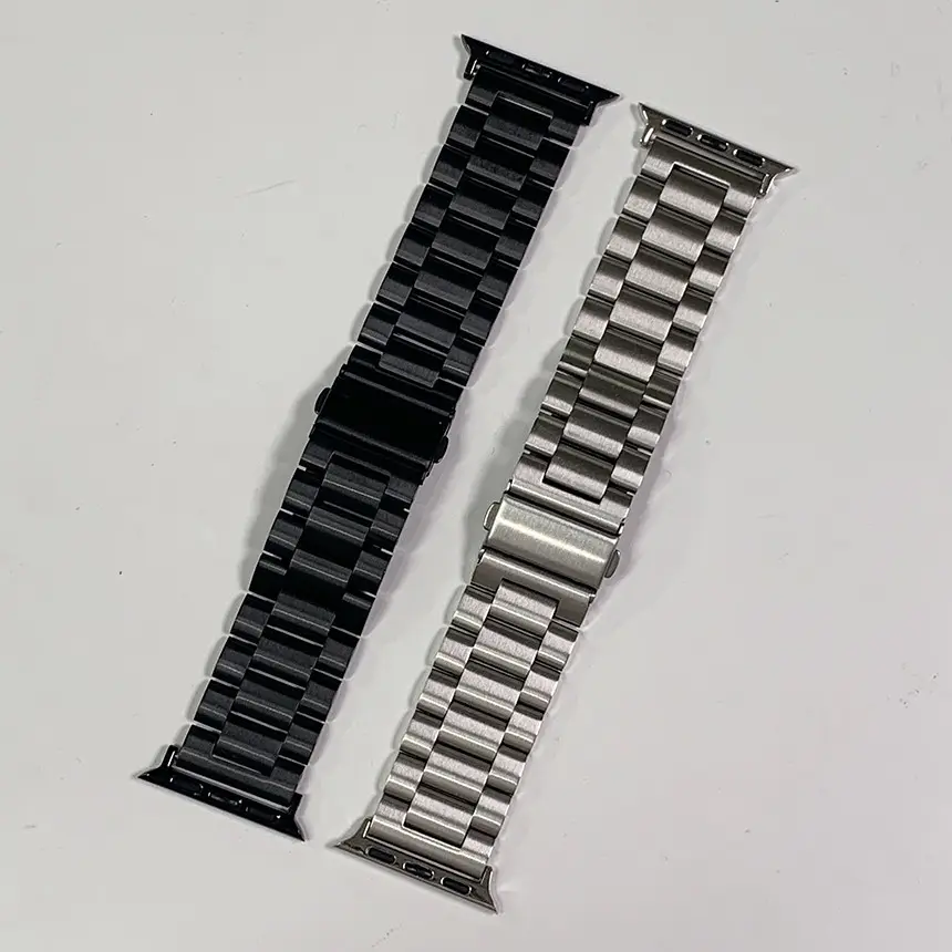 Neue Feste 304 Doppel Taste Schließe Edelstahl Metall Uhr Band Strap Männer Gürtel Für Apple Uhren iWatch 7 Armband 41mm 45mm