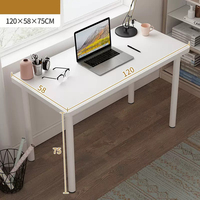 Bureau d'ordinateur rectangulaire blanc, mobilier de bureau pratique pour poste de travail et bureau à domicile