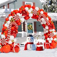 Kit de guirlande de ballons de Noël, boîte cadeau, cannes en sucre, étoiles menthe poivrée, rouge, blanc, or, arche en latex, fournitures de décoration pour fêtes de fin d'année