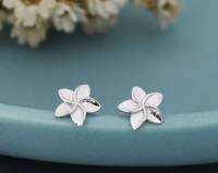 925 Sterling Silber Opal Hawaiian Plume ria Frangipani Blumen Ohr stecker