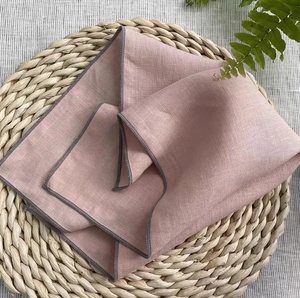 100% Linen Square <strong>Tea</strong> Cloth Napkins Handmade Grey Lock Edge Soft and Durable <strong>Towels</strong> for Home Dining Party and Wedding Decor - Product Image 4