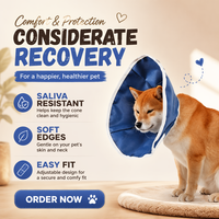 Collier de récupération pour chien et chat en tissu non tissé, anti-léchage, doux, respirant, réglable, pour protection post-opératoire, vente en gros