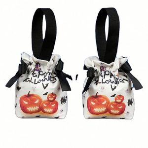 Bolsa de Regalo Plegable de Lona con Diseño de Calabaza de Dibujos Animados, Bruja, Fantasma, Horror, para Fiestas, Jardín de Infancia, Dulces - Product Image 1