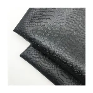 Factory Direct 1 mm Snake Skin Texture Knit PU Faux Artificial Synthetic Leather Shoe Fabric for Shoes Bag Handbag Belts Wallet