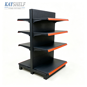 Exhibidor de Metal Resistente a la Corrosión para Supermercados, con 5 Estantes Perforados, Independiente, para Tiendas Minoristas y de Conveniencia - Product Image 3