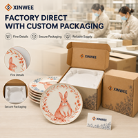 Assiettes en porcelaine Spring Bunny, décor floral dessiné à la main, compatibles lave-vaisselle, OEM, fourniture en gros personnalisée, Amérique du Nord