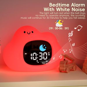 Chambre sommeil formateur veilleuse réveil affichage numérique Snooze enfants intelligent mignon nuage horloge lampe - Product Image 5