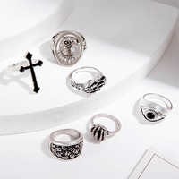 Punk Style 6 pièces/ensemble anneau d'oeil bijoux de mode anneaux croisés exagérés pour hommes