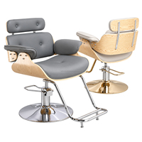 Chaise de salon hydraulique chromée au design simple, en cuir noir, pivotante, prix de gros