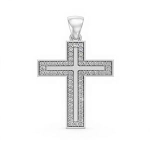 Colgante de Cruz de Diamante Cultivado en Laboratorio con Certificación IGI, Chapado en Rodio sobre Oro Blanco de 14K, para Hombre y Mujer, 0.33 CT, Corte Brillante, para Fiestas y Bodas - Product Image 1