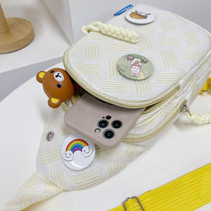 Fresh Student Chest <b>Bag</b> Lightweight Crossbody Shoulder <b>Bag</b> Simple Minimalist Design Portable Zipper Closure Purple Green <b>Yellow</b> - Product Image 2