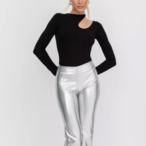 <span class=keywords><strong>Body</strong></span> sculptant <span class=keywords><strong>noir</strong></span> à manches longues, coupe ajustée, avec découpes aux épaules, style t-shirt, personnalisé pour <span class=keywords><strong>femme</strong></span> - Product Image 2