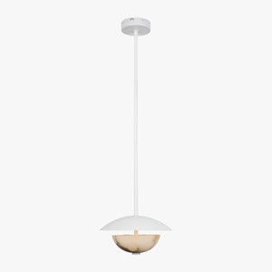 Suspension moderne en albâtre, abat-jour demi-dôme, luminaire en cuivre, design marbre de luxe pour salle à manger, salon, hôtel, villa - Product Image 4