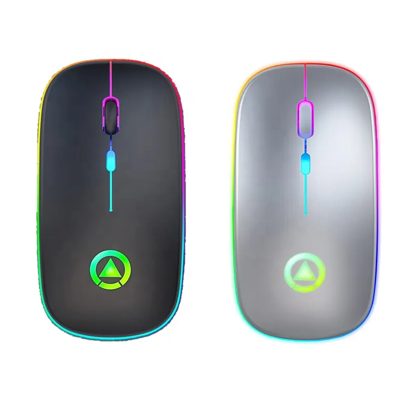 2.4GHz Rechargeable Wireless mute Blue tooth RGB light gaming mouse with USB charging LED colorful Lights