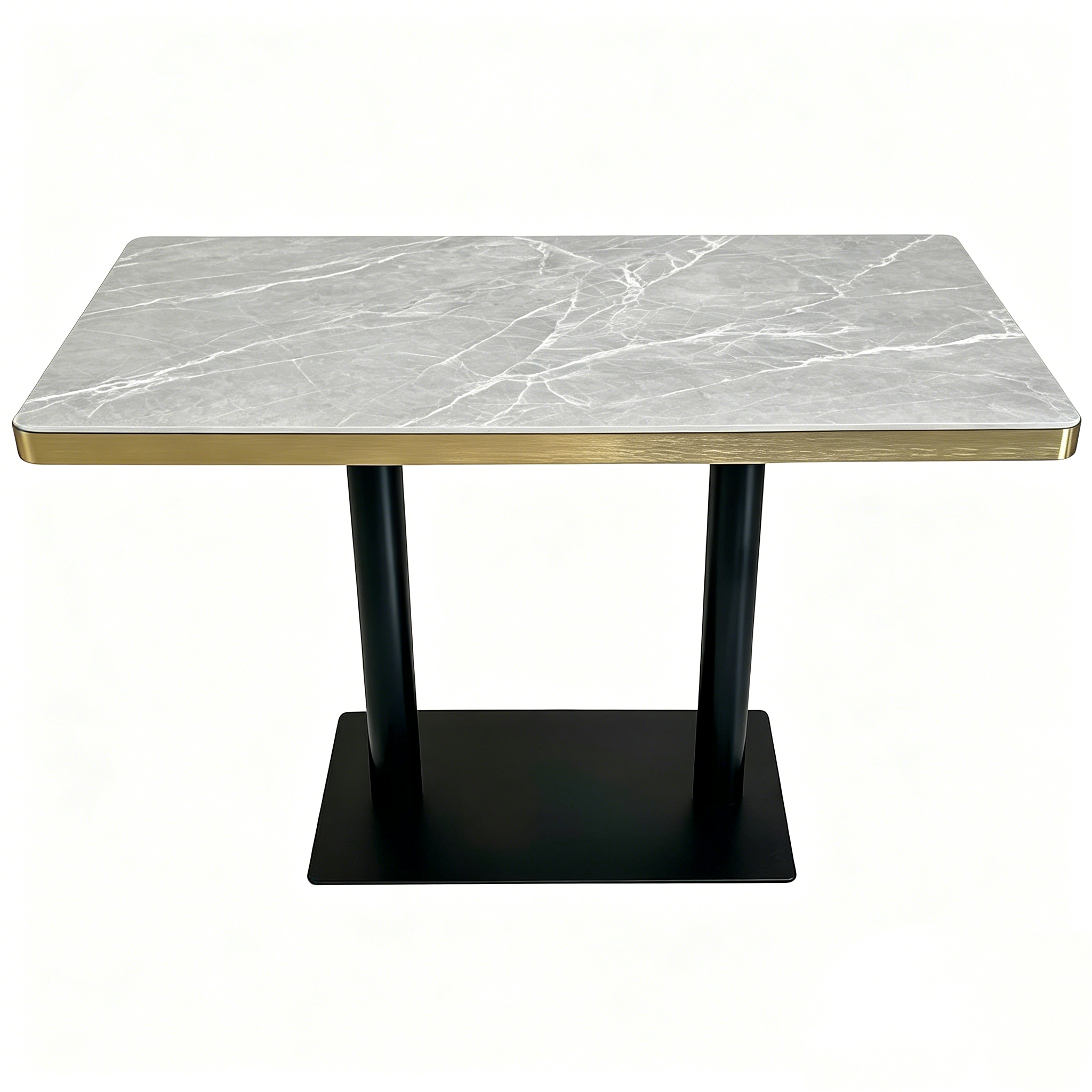 dessus gris italien brillant + base en acier inoxydable noir
