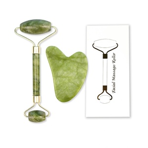 Rodillo facial de jade y juego de Gua Sha – Herramienta de masaje de piedra natural para rostro, cuello y cuerpo – Reduce la hinchazón, las líneas finas, mejora la circulación - Product Image 2