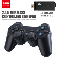 Console de jeu Game Stick 4K avec deux manettes sans fil 2.4G, sortie avec plus de 3000 jeux classiques rétro pour TV/PC