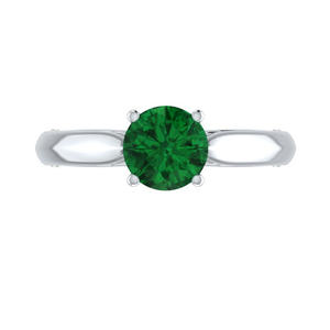 Diseños de anillos de piedras preciosas de circonia verde bañado en plata - Product Image 2