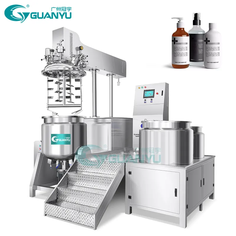 Guanyu 500L Edelstahl creme Mayonnaise Petroleum Jelly Making Machine Lifting Kosmetik mischer Vakuum Homogen isator Emulgator