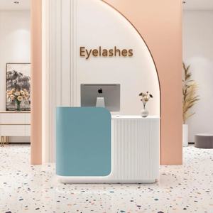 Mostrador de Recepción Semicircular Curvo de Lujo Moderno, Barra de Madera Simple y Elegante para Salón de Belleza u Hospital - Product Image 5