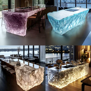 <b>Crystal</b> Resin Bar Island <b>Raw</b> Stone Design Home Decoration Luminous Table Luxury Interior Feature Customizable Fashion Trend - Product Image 5