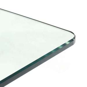 <span class=keywords><strong>Table</strong></span> à manger rectangulaire moderne en verre trempé <span class=keywords><strong>avec</strong></span> pieds en métal noir pour cuisine et salle à manger - Product Image 5