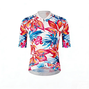 Maillot de cyclisme à manches courtes à imprimé floral tropical, respirant, séchage rapide, haut de gamme pour le cyclisme sur route, vêtements de cyclisme professionnels personnalisables - Product Image 1