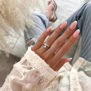 <span class=keywords><strong>Uñas</strong></span> Postizas Francesas al por Mayor, <span class=keywords><strong>Ovaladas</strong></span>, Almendradas, <span class=keywords><strong>Cortas</strong></span>, Medianas, Estilo Simple, <span class=keywords><strong>Uñas</strong></span> con Punta Francesa, Manicura Acrílica - Product Image 4