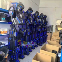 Costumes de robot pour adultes Vente en gros Vêtements de robot mécanique avec lumière LED Robot Cosplay Costume de dessin animé pour la danse de fête