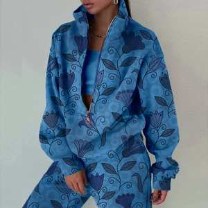 ชุดเซ็ตเสื้อสเวตเชิ้ตผ้าฟลีซ 2 ชิ้น สีพื้น ซิปหน้า สไตล์สปอร์ตสตรีทลำลอง แฟชั่นสำหรับผู้หญิง - Product Image 2