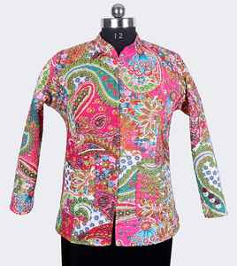 Chaqueta Kantha Nueva de Algodón Estampado Reversible Hecha a Mano, de Secado Rápido, Estilo Boho, Bordada, para - Product Image 4