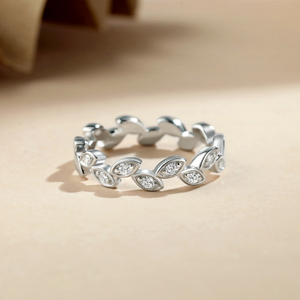 Anillos de Pareja con Diseño de Hoja en Plata de Ley 925 Inspirados en el <span class=keywords><strong>Bosque</strong></span>, Resistentes a la Decoloración - Product Image 3