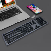 Clavier sans fil Bluetooth en aluminium AZERTY ergonomique, clavier coréen pleine taille rétroéclairé Bluetooth en aluminium