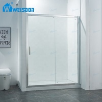 Weisdon Cabine de douche à cadre personnalisé Porte de douche coulissante en verre aluminium simple pour salle de bain