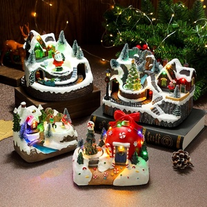 Cajas de Música Navideñas Giratorias de Plástico con Luces y Tren en Miniatura, Perfectas para la Festividad - Product Image 1